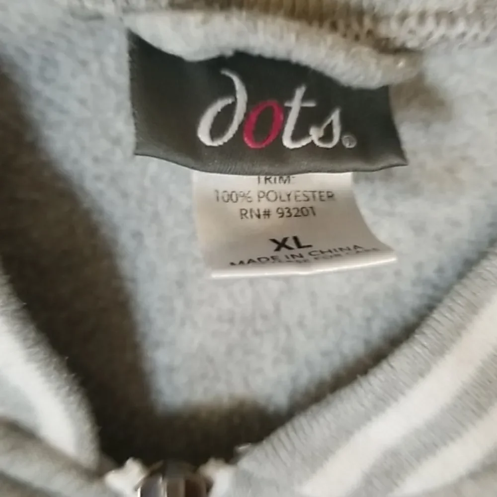 Dots Gray & White Varsity Full‎ Front Zip Jacket Size XL